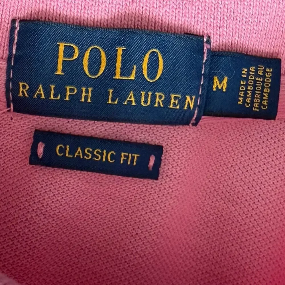 Polo Ralph Lauren Men's Classic Fit Polo Shirt Pink Cotton Size Medium Preppy